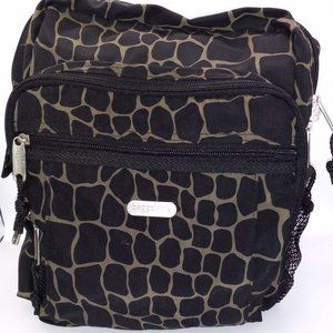 Baggallini Metro Animal Print Black Tan Convertible Backpack Messenger